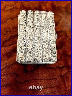 Superb Heavy Gauge Asian/Middle Eastern Silver Hinged Cheroot Case No Monogram