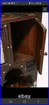 Syrian Mother Of Pearl Inlaid Corner Cabinet