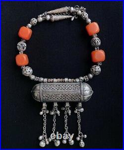 Tribal necklace, silver Yemenite necklace, handmade ethnic jewelry faturan YA10