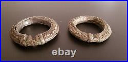 Two ANTIQUE Silver Yemeni Jewish Tribal Bedouin Bracelets handmade 181 G