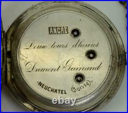UNIQUE antique Ottoman silver 2 time zones Captain Dumont Guinand watch. Tughra