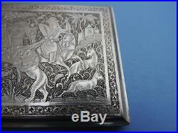 Ultra Fine Signed PERSIAN Islamic Qajar 1920'S Solid Silver cigarette Card Case