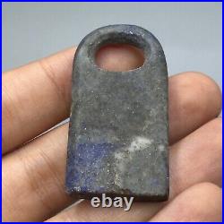 Unique ancient near eastern lapis amulet with stripes carved