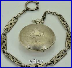 Unusual&rare antique silver R&G. Beesley pocket watch&chain for Ottoman market