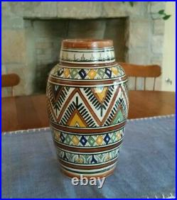 Vase 19th C Antique Safi Morroco Persian Middle East Iznik Islamic Polychrome