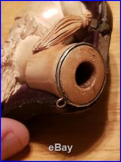 Very Early Nicely Detailed Middle Eastern Man Antique Meerschaum Pipe