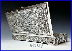 Very Fine Antique Middle Eastern Islamic / Persian Solid Silver Box, 335.5g