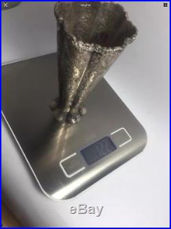 Very Fine Antique Middle Eastern Persian Islamic Solid SIlver Vase 122g By Rabei