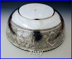 Very Fine Antique Persian Style Middle Eastern Islamic Solid Silver Bowl 559g
