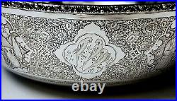 Very Fine Antique Persian Style Middle Eastern Islamic Solid Silver Bowl 559g