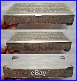 Very Fine Middle Eastern Persian Isfahan Russian Solid Silver Islamic Box 410 gr