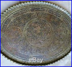 Very Large 30lb Antique Vintage Islamic Copper Persian Detailed 4' x 3' Tray