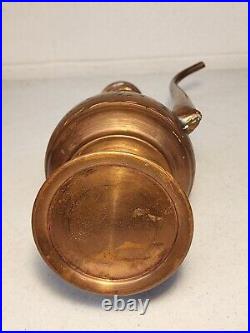 Vintage 14 Copper And Brass Etched Middle Eastern Coffee Pot