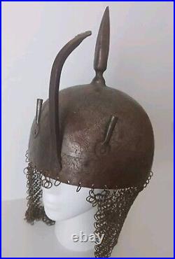 Vintage Antique Ceremonial Islamic Persian Helmet Engraved