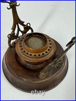 Vintage Antique Etched Copper Middle Eastern Floral Single Burner Tea Coffee Pot