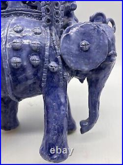 Vintage Antique Islamic Howdah Elephant Persian Pottery Blue Faience Pottery
