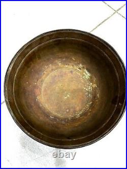 Vintage Antique Islamic Middle Eastern Large Tinned Copper Engraved Bowl