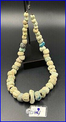 Vintage Antique Middle Eastern Faience Jewelry Old Beads String Necklace