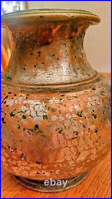 Vintage Antique Middle Eastern Tinned Copper Holy Water Kindi Pot