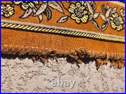 Vintage Antique Middle Eastern Wall Tapestry Prayer Rug Gold Black with Fringe