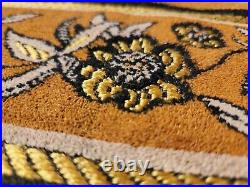 Vintage Antique Middle Eastern Wall Tapestry Prayer Rug Gold Black with Fringe