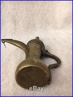 Vintage Arab Brass Engraved Coffee Pot Dallah