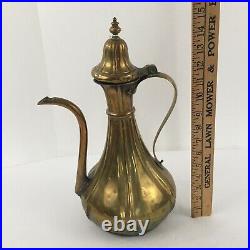 Vintage Brass Bedouin Islamic Dallah Arabic Middle Eastern Coffee Pot 15 Tall