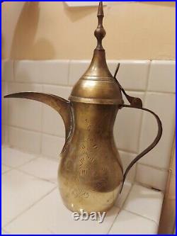 Vintage Dallah Coffee Pot Brass Arabic Islamic Middle Eastern Rare Antique Nice