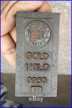 Vintage Emirates Gold Co. 1 KG 9950 Ego Gold Bar Printing Iron Dye, Uae (118)