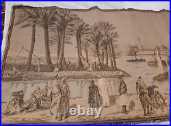 Vintage French tapestry Antique Middle Eastern Arab Traders Scene Tapestry? 56X20
