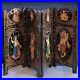 Vintage India Mughal Persian Painted Wood Table Top Folding Screen 4 Panel 15