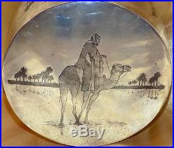Vintage Iraqi Mandean Marsh Arab Islamic Euphrates Scene Solid Silver Niello Box