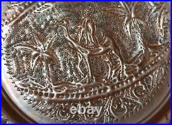 Vintage Islamic Hand Made Copper Wall Decor Plate Camel Rider