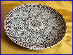 Vintage Islamic Middle Eastern Porcelain Painted Very Large Charger Signed