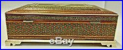 Vintage Jewelry Box Inlaid Micro Mosaic and Bone Marquetry Persian khatam kari