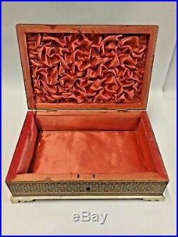 Vintage Jewelry Box Inlaid Micro Mosaic and Bone Marquetry Persian khatam kari