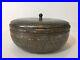 Vintage Middle East Persian Hand Made Copper Round Box withCover, 5 1/2 H x 10 D