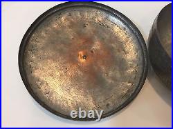 Vintage Middle East Persian Hand Made Copper Round Box withCover, 5 1/2 H x 10 D