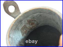 Vintage Middle East Turkish Hand Hammered Copper Urn Jug Pot, Marked, 11 Tall