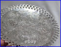 Vintage Middle Eastern 875 Silver Reticulated and Engraved Footed Tray