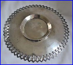 Vintage Middle Eastern 875 Silver Reticulated and Engraved Footed Tray