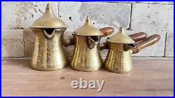 Vintage Middle Eastern DALLAH Coffee Pot Arabic Turkish Brass Copper Wood Handle