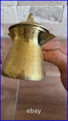 Vintage Middle Eastern DALLAH Coffee Pot Arabic Turkish Brass Copper Wood Handle