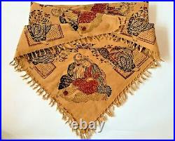 Vintage Middle Eastern Ghalamkar Cotton Hand Block Print Table Cloth