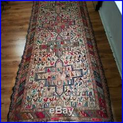 Vintage Middle Eastern Hand Knotted Wool Rug Runner 108in x 45in