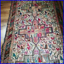 Vintage Middle Eastern Hand Knotted Wool Rug Runner 108in x 45in