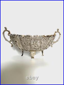 Vintage Middle Eastern Persian Sterling Silver Engraved KIngs Centerpiece Bowl