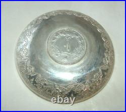 Vintage Middle Eastern Silver Bowl, Coin In Center, 3 1/2