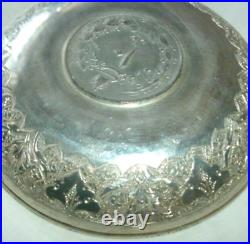 Vintage Middle Eastern Silver Bowl, Coin In Center, 3 1/2