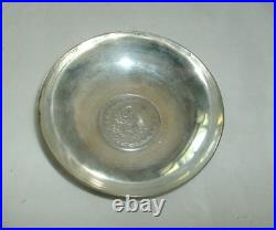 Vintage Middle Eastern Silver Bowl, Coin In Center, 3 1/2